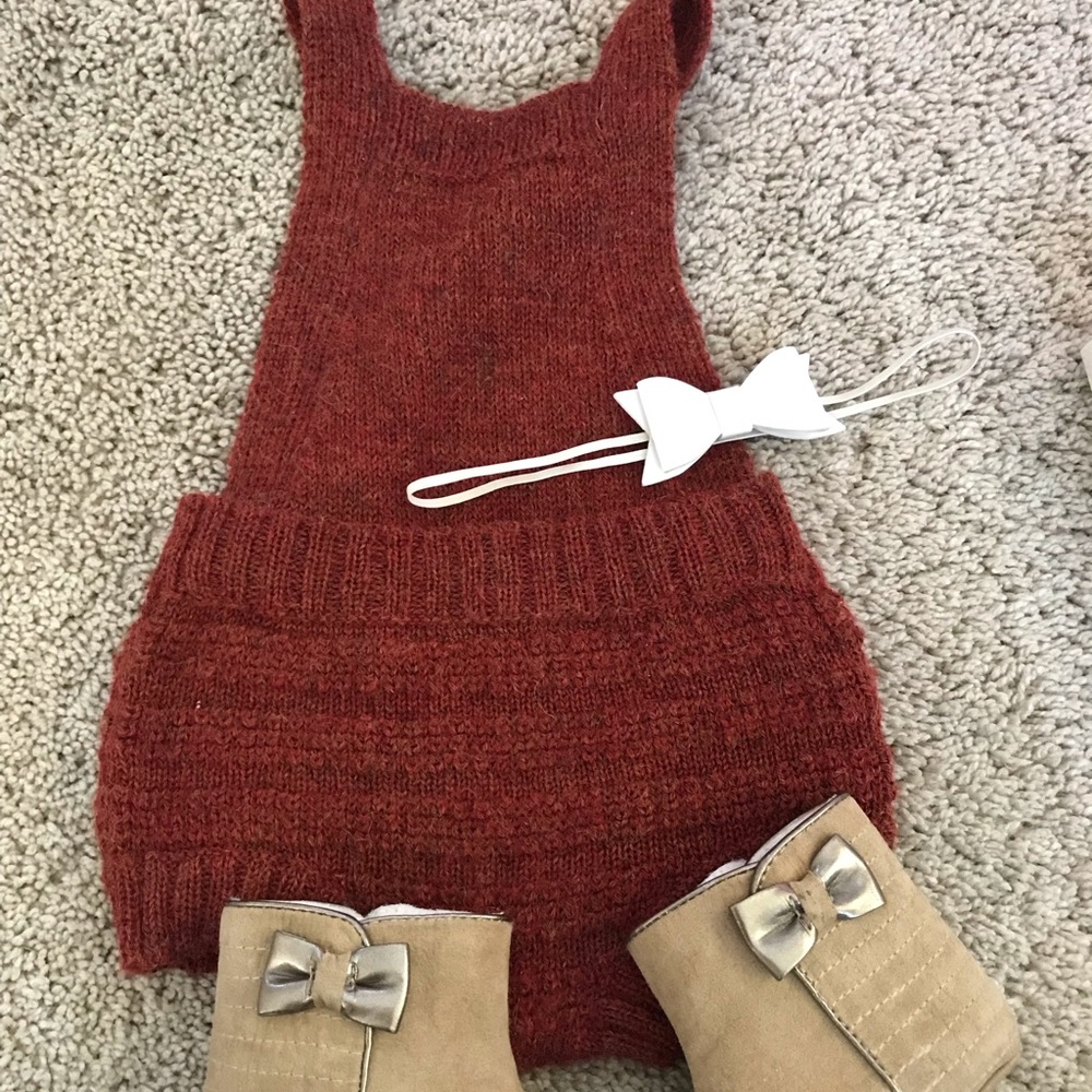 Boutique brand petite coo wool romper with boots